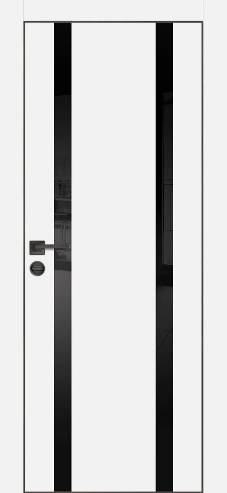 Межкомнатная дверь PX-9  черная кромка с 4-х ст. Белый матовый